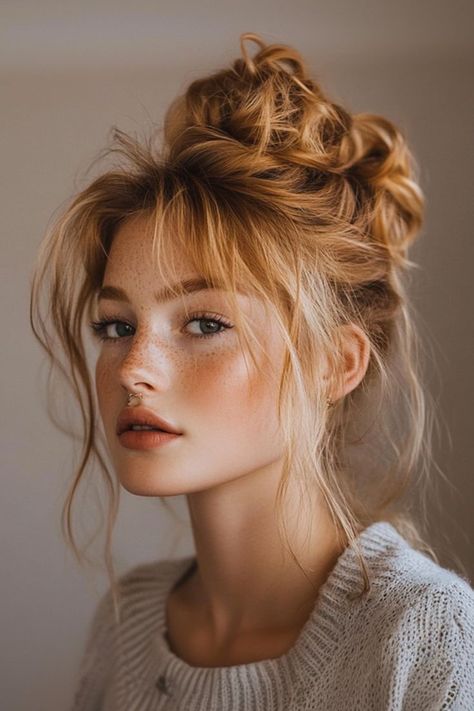 Big Messy Hair, Long Hair In A Bun, Medium Length Bridal Hair, Ashlyn Ella, Hair Hashtags, Hair Fails, Messy High Bun, High Bun Hairstyles, Hair Highlight