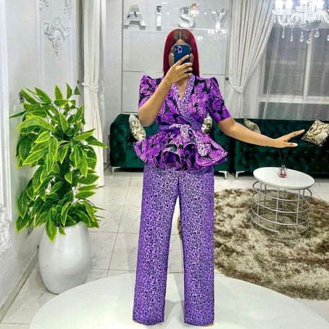 Casual outfit African Pants Outfits, Latest Ankara Styles For Ladies, Outfit For Ladies, Ankara Styles For Ladies, Nigerian Dress Styles, African Print Pants, Ankara Jumpsuit, Nigerian Dress, Simple Casual Outfits