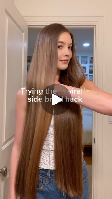 Tessa on Instagram: "Saw @theriaaminnn do it and knew I had to try it 🥰 . . . . . . . . . . . . . .  #hairstyle #braidhack #braidedhair #hairhack #viralhairstyle #heatlesshairstyles #longhair #tessapeay #tessa #naturalhighlights #braidedhairstyle" Tessa Peay, Side Braids For Long Hair, Side Braids, Natural Highlights, Heatless Hairstyles, Side Braid, Braids For Long Hair, Try It, Hair Hacks