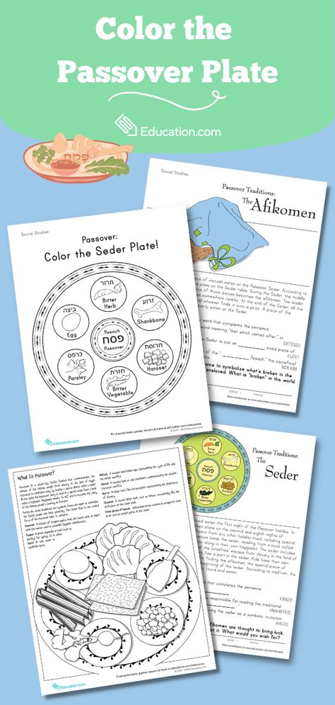 As we approach Passover (April 22-30), prepare the whole family for the celebration: https://bit.ly/3vYt5oD

These Passover-themed worksheets can help kids reflect on the holiday's meaning, get ready for the Seder, and ignite excitement for finding the Afikomen! Seder Plate Printable, Passover Worksheets, Plate Printable, Passover Traditions, Passover Plate, Seder Meal, Happy Passover, Seder Plate, Mlk Jr