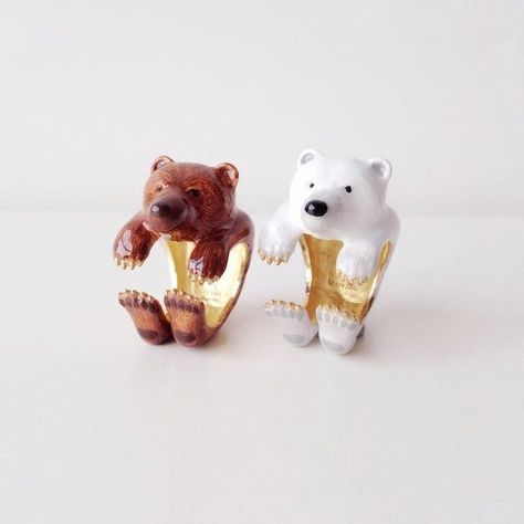 Bear Adjustable Enamel Ring #Adjustable, #Bear, #Ring Bear Ring, Animal Ring, Unusual Rings, Animal Rings, Vintage Marketplace, Enamel Ring, Brass Jewelry, Animal Jewelry, Brown Bear