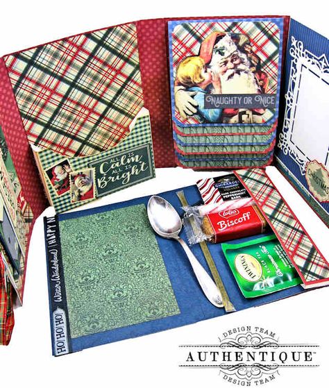 Cable Knit Sweater Pattern, Christmas Mini Albums, Authentique Paper, Christmas Ephemera, December Calendar, Scrapbook Book, Mini Scrapbook Albums, Pretty Christmas, Album Book