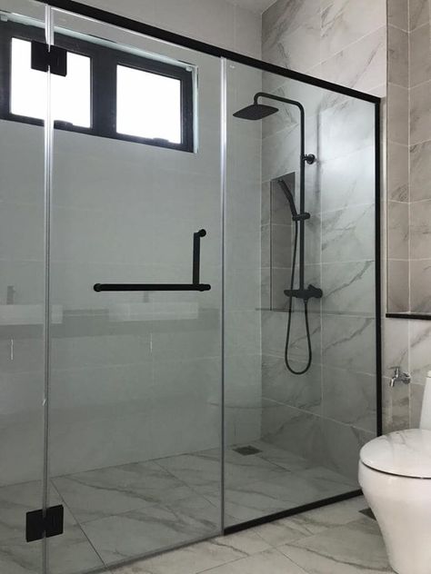 Black profile adds more beauty to the shower enclosure! Contact us for your free quote right now!👇🏼 📱 WhatsApp on +971-525577392 🌐 https://www.dubaiglassmirror.com #dubaiglassmirror #showerremodel #glasses #blackdesigner #profile Frameless Shower Screen, Bathroom Glass Door, Big Shower, Aluminum Doors, Door Magnet, Bath Shower Screens, Nano Technology, Magnetic Door, Sandblasted Glass