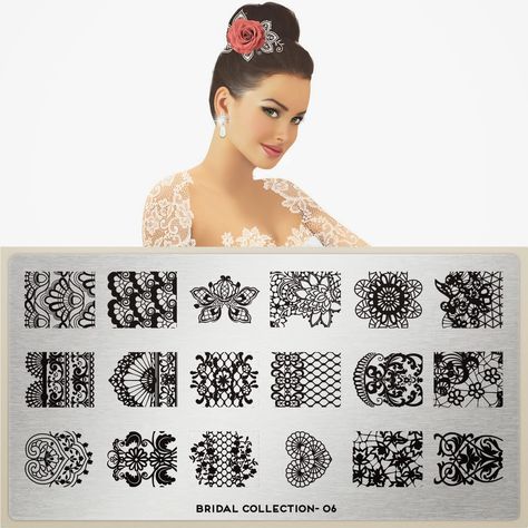 Hot Off The Stamping Press: MoYou London Bridal Collection! Wedding Manicure, Nail Art Designs Images, Nail Art Images, Nail Stencils, Nail Stamper, Nail Art Stamping Plates, Plate Collection, London Nails, Nail Stamping Plates