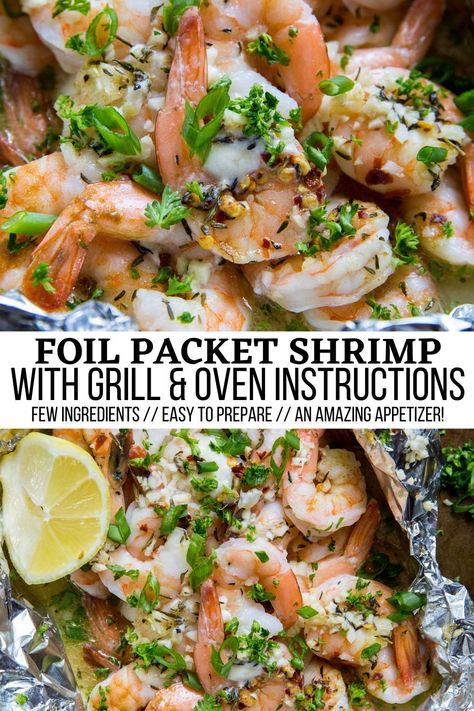 Shrimp Foil Packets Oven, Foil Packet Shrimp, Shrimp With Lemon, Lemon Butter Shrimp, Easy Grilled Shrimp Recipes, Shrimp Boil Foil, Smoked Shrimp, Seafood Dinners, Foil Packet Dinners