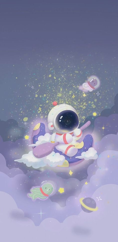 Kawaii Space Wallpaper, Cute Astronaut Wallpaper, Wallpaper Phone Hd, Astronaut Images, Secret Vault, الفن الرقمي, Iphone Ideas, Wallpaper For Android, Astronaut Wallpaper