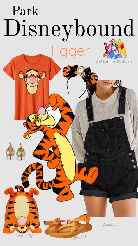 @nerdeenelson #disneybound #disney #winniethepooh #tigger #ootd #outfitinspo Tigger Costume, Disney Character Outfits, Tigger Disney, Disney Themed Outfits, Belle And Beast, Disney Bound Outfits, Themed Outfits, Disney Outfits, Character Outfits