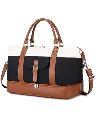 Amazon.com | BAOSHA HB-28 Ladies Women Canvas Travel Weekender Bag Overnight Carry-on Duffel Tote Bag | Carry-Ons Travel Duffel Bag, Weekender Bags, White Clothing, Travel Duffel, Duffel Bag Travel, Bag Patterns To Sew, Travel Companion, Weekender Bag, Duffel Bag