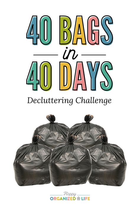 Tired of living with clutter? Join the 40 Bags in 40 Days decluttering challenge! A more organized, tidy, and uncluttered home is only 40 days away. #40bagsin40days #declutterathon #declutteringchallenge Uncluttered Home, Decluttering Challenge, Decluttering Inspiration, Declutter Challenge, Konmari Method, Declutter Your Life, Small Space Organization, More Organized, Organization Kids