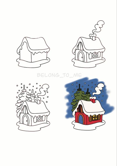 Here is i made google sketches step by step , So you can draw easily. How To Draw Snowy Landscape, Snow Animals Drawing, Snow House Drawing, Mulan Drawing, House Drawing Easy, Sketches Step By Step, How To Draw Snow, Xmas Windows, See Drawing