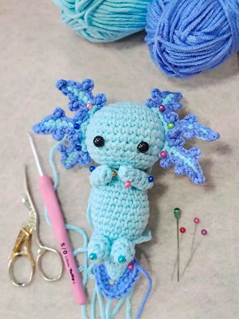 Crochet Axolotl Free PDF Amigurumi Pattern Axalotal Crochet Pattern, Axotl Crochet Pattern, Amigurumi Axolotl Free Pattern, Small Axolotl Crochet Pattern Free, Axolotl Amigurumi Free Pattern, Axolotl Crochet Pattern Free, Crochet Nautical, Axolotl Crochet, Crochet Axolotl