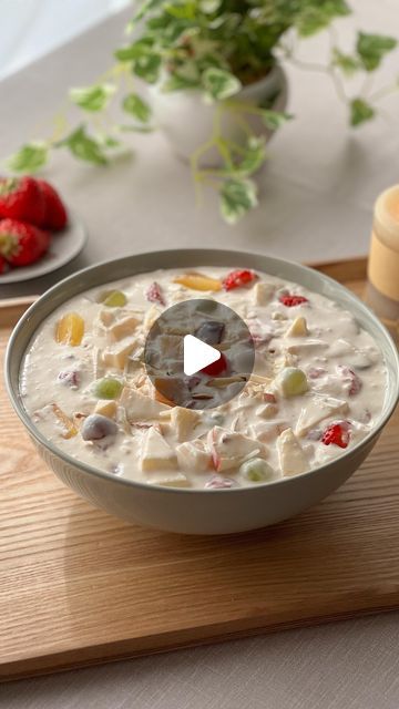 Marium Rizwan on Instagram: "Creamy Mexcian Fruit Salad is a sweet mix of colorful fruits with creamy goodness.😋 it cools you down and satisfies your sweet cravings. Enjoy the refreshing taste in every bite!🍓🍇  📌Recipe is already uploaded  on my YouTube Channel!  🌸Follow @mariumsfoodchannel for more recipes!  _______________  #mexcianfruit #fruitsalad #creamyfruit #food #foryou #foryoupage #delecious #treat #summerfood #dessert #reels #foryoupage #instagram #mariumsfoodchannel #fyp #recipe #fruits #fruitchaat #foodphotography #foodies #ambrosia #ambrosiafruitsalad #ambrosiasalad #delightful #tasty #foodpics #cooking #sweetcraving #reelitfeelit" Ambrosia Fruit Salad, Fruit Desert, Fruit Cream, Quick Dessert Recipes, Ambrosia Salad, Creative Desserts, Sweet Cravings, Food Sweet, Colorful Fruit