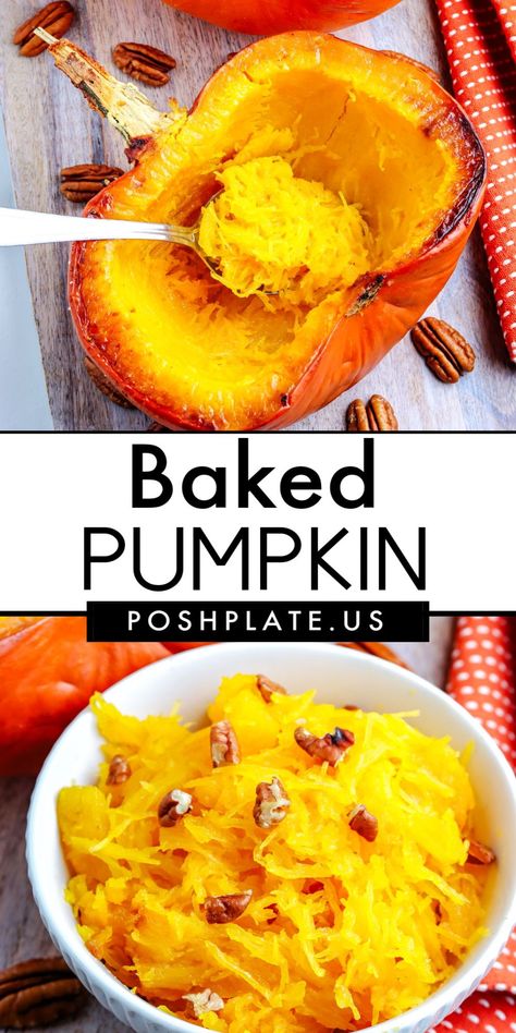 Sweet and savory pumpkin that’s baked to perfection. Baked Pumpkin is perfect for pies, soups, baked goods, or a side dish. Baked Pumpkin Recipes, Pumpkin Side Dish, Gluten Free Pumpkin Recipes, Savory Pumpkin, Plate Recipes, Simple Family Meals, Fall Fun Food, Healthy Thanksgiving Recipes, Pasta Side Dishes