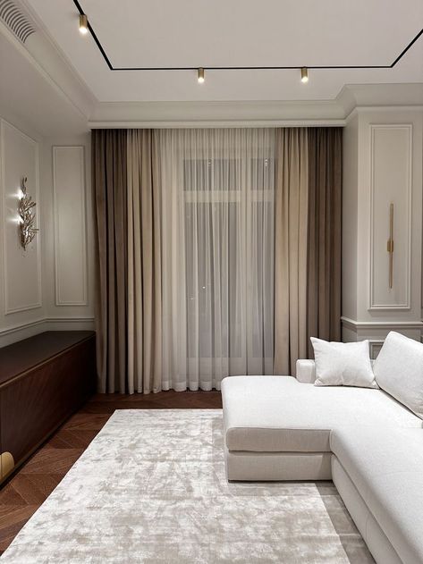 Luxury Curtains Living Room, Curtains Living Room Modern, Luxury Room Bedroom, Home Hall Design, تصميم للمنزل العصري, Apartment Living Room Design, Home Design Living Room, Apartment Decor Inspiration, Home Curtains