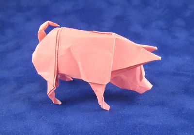 orgami | Origami Pigs and Boars 1 | Gilad's Origami Page Origami Pig, Pig Crafts, Origami Diagrams, Origami Videos, Origami For Beginners, Origami Dragon, Fabric Origami, Origami Fish, Origami Love