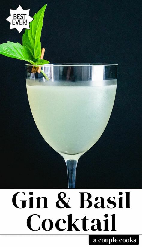 This lemon lime basil cocktail is full of peppery fresh flavor from the bright green herb! It's sweet tart and easy to drink. #basil #basilcocktail #basildrink #muddle #gin #lemonlime #party #drink #cocktail Cucumber Basil Gimlet, Lime Cocktails, Basil Cocktail, Vegan Brunch Recipes, Best Fish Recipes, Winter Salad Recipes, Salad Dressing Recipes Healthy, Lime Basil, Vegan Brunch