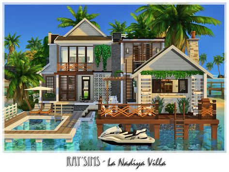 Sims 4 Outer Banks, Sims 4 Island Living House, Sims 4 Lots, The Sims 4 Lots, Cc Sims4, Sims Packs, Sims 4 House Building, Sims House Plans, Sims 4 Build