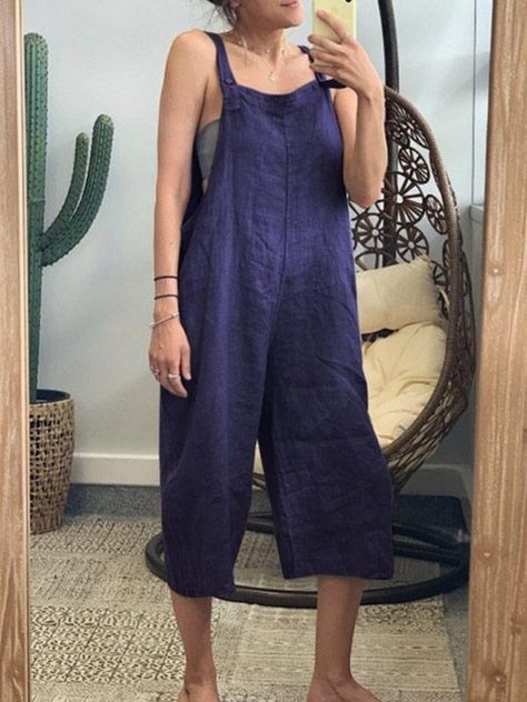 Womens Overalls, Straps Jumpsuit, Jumpsuit Navy Blue, Outfit Work, Jumpsuit Casual, Loose Jumpsuit, Jumpsuit Outfit, Cropped Jumpsuit, Outfit Fall