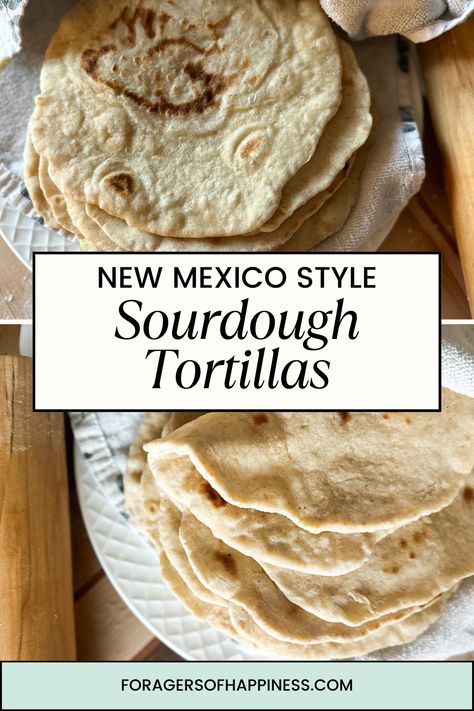 These New Mexico sourdough tortillas are inspired by the techniques used to make tortillas in New Mexico. They are fluffy and soft and super flavorful. They make a great side dish for Mexican food or work as a great base for burritos or tacos. They are a great way to use sourdough discard and go great with posole around Christmas time. These sourdough discard tortillas are sure to be a hit are made without lard. Sourdough Tortillas Recipe, Sourdough Tortillas, Sourdough Tips, Farmhouse Cooking, Farmhouse Recipes, Homestead Recipes, Tortillas Recipe, Sourdough Pizza Crust, Natural Yeast