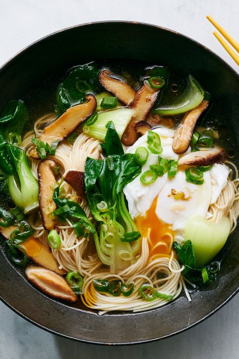 Soup Recipes Vegetarian, Vegetarian Noodle Soup, Somen Noodles, Vegetarian Noodles, Dark Underarms, Nyt Cooking, Poached Egg, Recipes Vegetarian, Poached Eggs