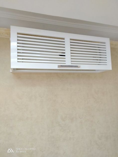 Hide Air Conditioner Unit Indoor Wall, Hide Mini Split, Mini Split Cover Ideas, Aircon Cover, Air Conditioner Hide, Perfect Living Room Decor, Buddha Wall Decor, Ac Cover, Fireplace Update