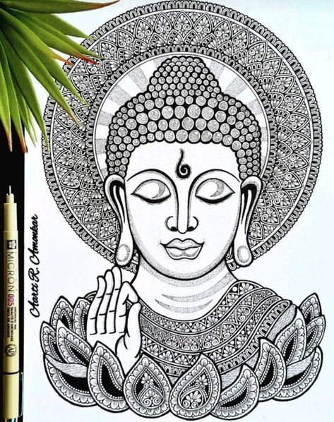 Buddha Mandala Art, Spiritual Art Painting, Buddha Mandala, Buddha Drawing, Modern Art Canvas Painting, Buddha Artwork, Easy Mandala Drawing, Buddha Art Painting, Nature Art Drawings