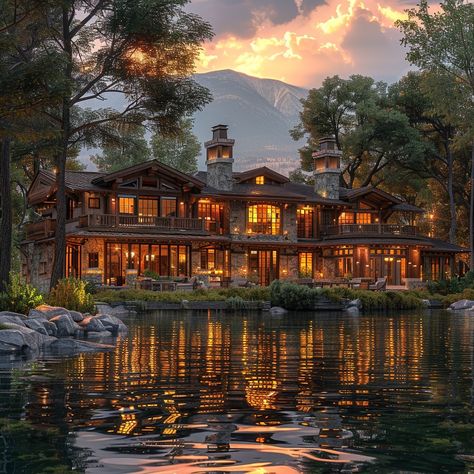 Embark on a journey to the serene lake region of Montana with a Prairie Style Lakefront Lodge, spanning 5000 sqft and five beautifully crafted bedrooms. Surrounded by inviting landscaping that merges with a serene lake, this retreat glows in the golden hour light. Find design inspiration and luxury tranquility away from city chaos. Imagine the tranquil golden hour at this lakeside lodge. Share your thoughts below! 🌅🏞️ #DreamHomeInspiration #LuxuryInteriors #PrairieStyle #LakefrontLodge #Montana #GoldenHour #LuxuryLifestyle #HomeGoals #InspiringHomes #LuxuryLiving Contemporary Glass House, Cool Mansions, Minimalist Landscaping, House In Malibu, Lakeside Lodge, Golden Hour Light, Colorado Cabins, Episode Interactive Backgrounds, Lakeside Cabin