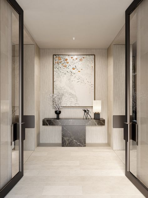 One Five Six by Conrad Architects - The Commercial Project Feature - The Local Project Conrad Architects, Modern Entrance, Master Ensuite, Foyer Design, Entrance Design, Classic Architecture, Home Entrance Decor, Entrance Decor, Coffered Ceiling