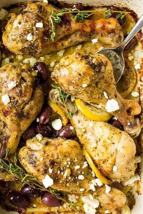 Lemon Roasted Chicken, Baked Greek Chicken, Oregano Chicken, Chicken With Lemon, Spring Recipes Dinner, Greek Lemon Chicken, Diner Recept, Summer Recipes Dinner, Greek Chicken