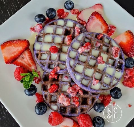 Ube Waffles, Sugar Free White Chocolate, Ube Recipes, Yam Or Sweet Potato, Low Carb Pancakes, White Chocolate Macadamia, Chocolate Macadamia, Coconut Sauce, Waffles Maker