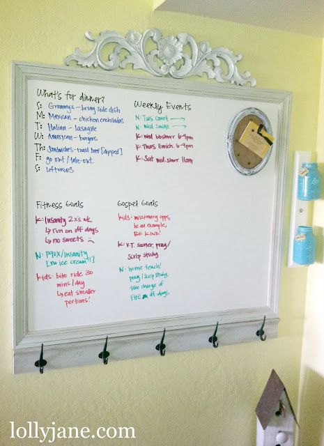 Family dry erase board Mirror Gallery Wall Ideas, Command Station, Whiteboard Organization, Diy Whiteboard, Whiteboard Ideas, Mason Jar Storage, Mirror Gallery Wall, Basement Laundry, Family Command Center