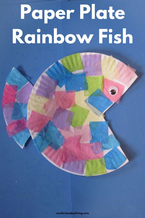 Paper Plate Rainbow Fish Paper Plate Rainbow Fish, Rainbow Fish Paper Plate Craft, Paper Plate Fish Crafts For Kids, Rainbow Fish Craft Toddlers, Rainbow Fish Craft Kindergarten, The Rainbow Fish Craft, Rainbow Fish Activities For Toddlers, The Rainbow Fish Activities Preschool, Rainbow Fish Activities For Preschoolers