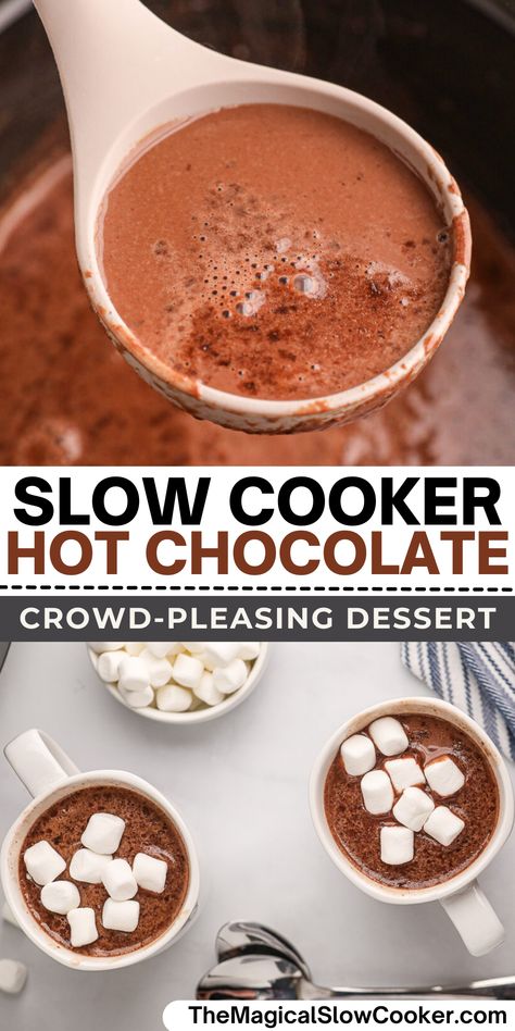 Hot Cocoa Powder Recipes, Old Fashioned Hot Chocolate Recipe, Hot Chocolate Crock Pot, Creamy Crockpot Hot Chocolate, Hot Chocolate From Scratch, Homemade Hot Chocolate Crockpot, Crockpot Hot Chocolate Recipe, Chocolate Condensed Milk, Hot Chocolate With Cocoa Powder