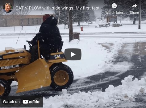 View CAT V-PLOW with side wings. My first test trying it out plowing snow. Fun project! Worked GREAT! on YouTube The post CAT V-PLOW with side wings. My first test trying it out plowing snow. Fun project! Worked GREAT! appeared first on Don Campbell Maker. Tractor Snow Plow, Snow Plow Truck, Tractor Plow, Plow Truck, Snow Fun, Snow Plow, John Deere Tractors, Caterpillar, John Deere