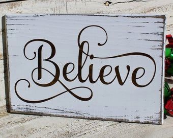 Wood Signs Christmas, Signs Christmas, Believe Sign, Silver Christmas Decorations, Believe Christmas, Believe In The Magic, Carved Wood Signs, Christmas Chalkboard, Diy Wood Signs