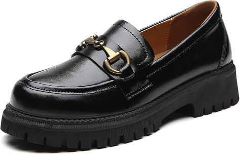 Chunky Women's Loafers & Slip-ons Fashion Penny Comfort Business Casual Shoes Dressy Office Work Slip on Black Platform Loafers for Womens Neutral Vibes, Loafers Dress, Loafers Women, Business Casual Shoes, Chunky Loafers, Platform Loafers, Everyday Shoes, Black Loafers, Black Business