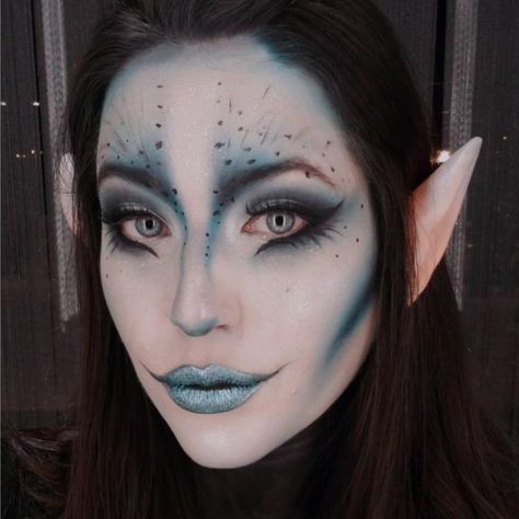 11/29/23, Fairy makeup by MAC Cosmetics, person unknown, age unknown, credit: Mac Cosmetics, Source: MAC Cosmetics on Pintrest Halloween Pixie Costume, Forest Elf Makeup Look, Moon Elf Makeup, Elf Princess Makeup, Blue Elf Makeup, Night Fairy Makeup, Forest Fae Makeup, Evil Elf Makeup, Dark Fae Make Up