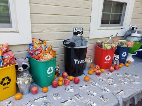 Possum Birthday Party, Raccoon Party Ideas, Raccoon Birthday Party Ideas, Raccoon Themed Birthday Party, Raccoon Birthday Party, Possum Birthday, Raccoon Party, Raccoon Birthday, Woodland Creatures Birthday