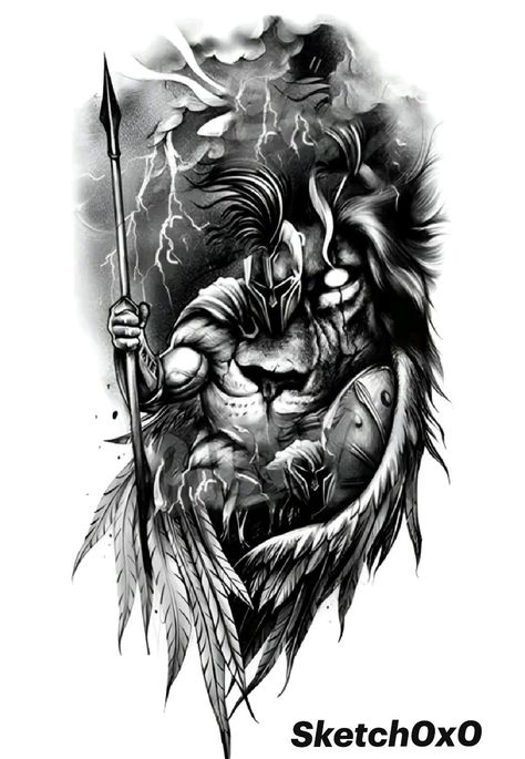 Koi Dragon Tattoo, Shoulder Armor Tattoo, Warrior Tattoo Sleeve, Spartan Tattoo, Half Sleeve Tattoos Drawings, Family Tattoo Designs, Last Kingdom, Lion Head Tattoos, Small Forearm Tattoos