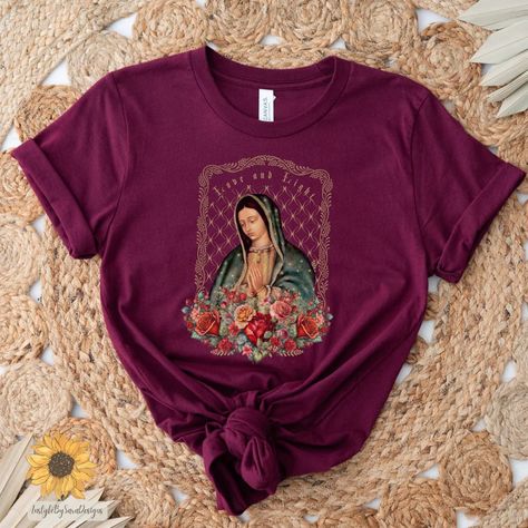 Best Friend Christmas Gifts, Our Lady Of Guadalupe, Bohemian Clothing, Lady Of Guadalupe, Catholic Gifts, Retro Shirts, Trendy Gift, Art Gifts, Bohemian Clothes