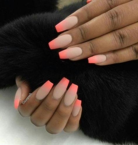 45 Best Coffin Nail Design Ideas » Page 4 of 5 » Coral Ombre Nails, French Fade Nails, Wedding Nail Polish, Bright Summer Nails Designs, Faded Nails, Baby Boomers Nails, Coral Ombre, Summer Nails Beach, Bright Summer Nails