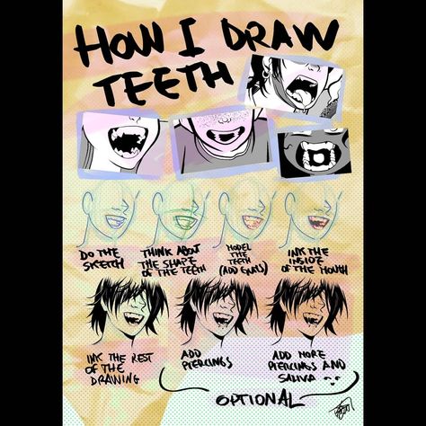 This is how I draw teeth Tooth Gap Drawing, Teeth Tutorial, Draw Teeth, Gapped Teeth, Tooth Gap, Teeth Drawing, Gap Teeth, Sharp Teeth, Drawing Tutorial