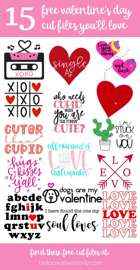 Free Valentine Svg Files, Valentine Cricut, Cricut Valentines Projects, Cricut Valentines, Valentine Shirts, Valentine Svg Files, Fun Graphics, Projets Cricut, Valentine's Day Printables