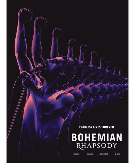 Bohemian Rhapsody Poster, Bohemian Pictures, Bryan Singer, Posters Movie, Salman Rushdie, Artistic Posters, Ben Hardy, Film Poster Design, Rami Malek