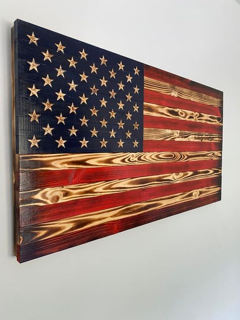 American Flag Wood Projects, Wooden American Flag Diy, Wooden Flags Diy, Wooden Flags Rustic, Ffa Projects, Flag Wood Sign, American Flag Pictures, American Flag Wall Decor, Flag Diy