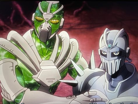 Jjba Stardust Crusaders, Hierophant Green, Silver Chariot, Stardust Crusaders, Green And Silver, Crusades, Jojo Bizarre, Jojo's Bizarre Adventure, Stardust