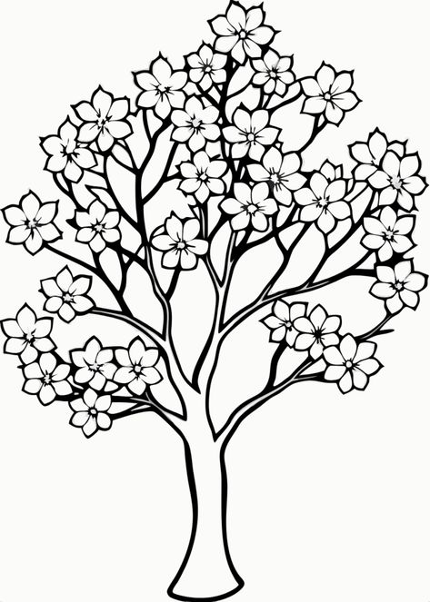 Free Printable Embroidery Designs, Blossom Tree Drawing, Spring Coloring Pages For Kids, Cinderella Coloring Pages, Coloring Pages Nature, Spring Drawing, Mario Coloring Pages, Paw Patrol Coloring Pages, Barbie Coloring Pages