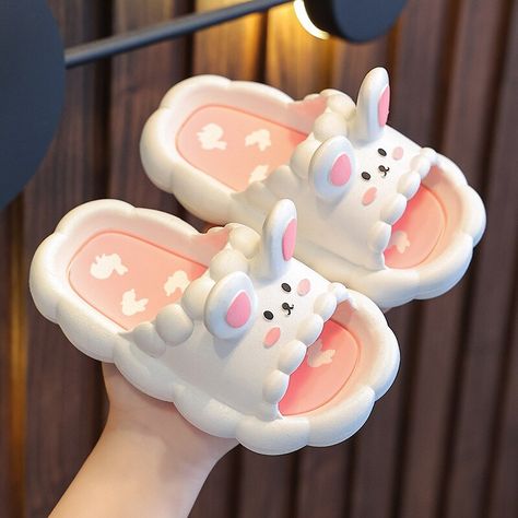 Summer Children's 3D-Rabbit Slippers Cute Cartoon Slippers Breathable Non-slip Home Bathroom Soft Slipper Kids for girls Blue-24-25 (inner 15cm) Sandal Aesthetic, Disney Inspired Nursery, Rabbit Slippers, Slippers Cute, Crocs Fashion, Karakter Sanrio, Cute Slippers, Soft Slippers, Kids Slippers