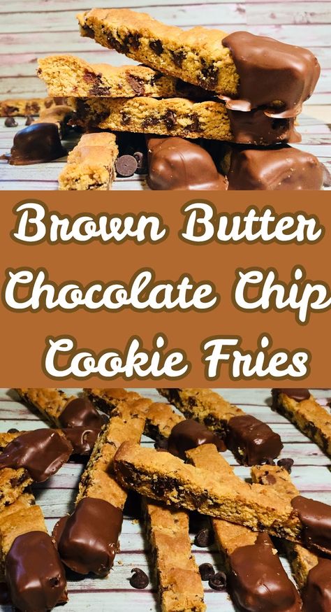 Browned Butter Chocolate Chip Cookie Fries #trending Salty Chocolate Chip Cookies, Cookie Fries, Candy Bar Cookies, Brown Butter Cookies, Mocha Cookies, Brown Butter Chocolate Chip Cookies, Cookie Sticks, Fair Food, Browned Butter