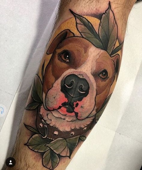 American Traditional Pitbull, People With Anger Issues, Pitbull Tattoos, Pet Tattoo Ideas, Tatoo Dog, Dog Portrait Tattoo, Pet Tattoos, Pitbull Tattoo, Bulldog Tattoo